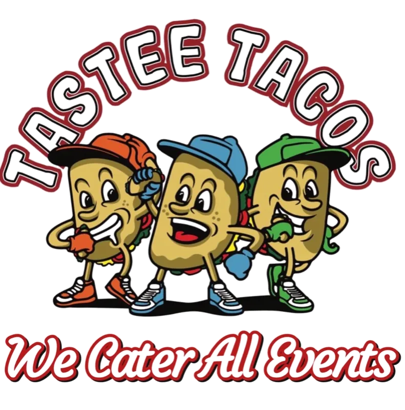 Tastee Meals mascots holding a We Cater All Events sign
